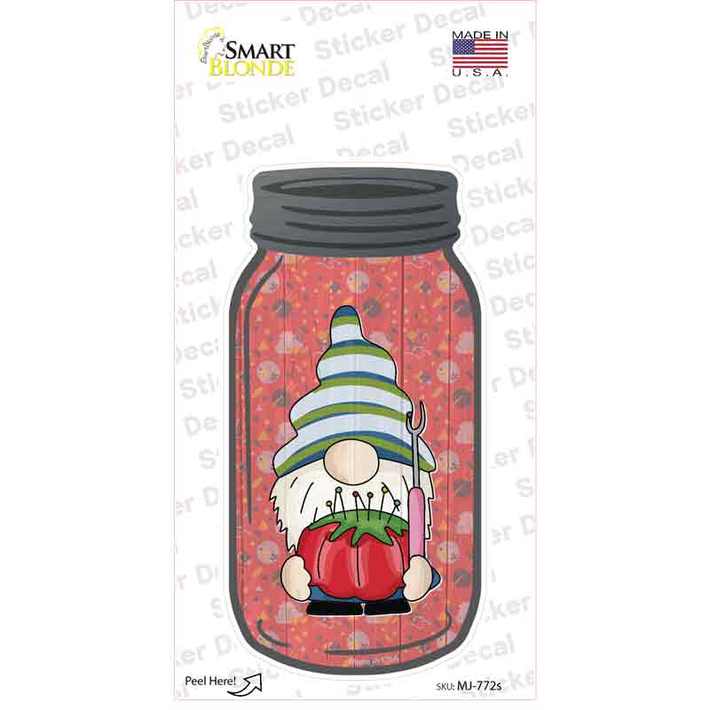 Gnomes With Pins Red Novelty Mason Jar Sticker Decal