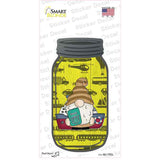 Gnome With Passport and Boat Novelty Mason Jar Sticker Decal