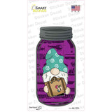 Gnome With Suitcase Purple Novelty Mason Jar Sticker Decal