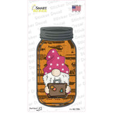 Gnome With Suitcase Orange Novelty Mason Jar Sticker Decal