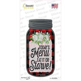 Eat It Or Starve Red Plaid Novelty Mason Jar Sticker Decal