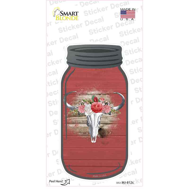 Cow Skull Red Novelty Mason Jar Sticker Decal