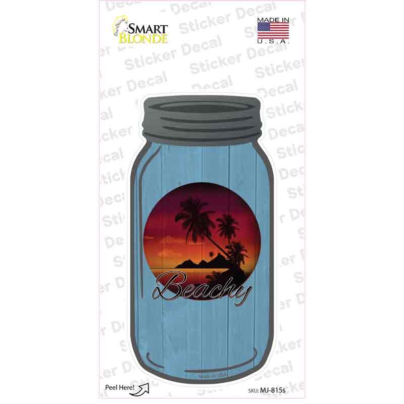 Beachy Sunset Blue Novelty Mason Jar Sticker Decal