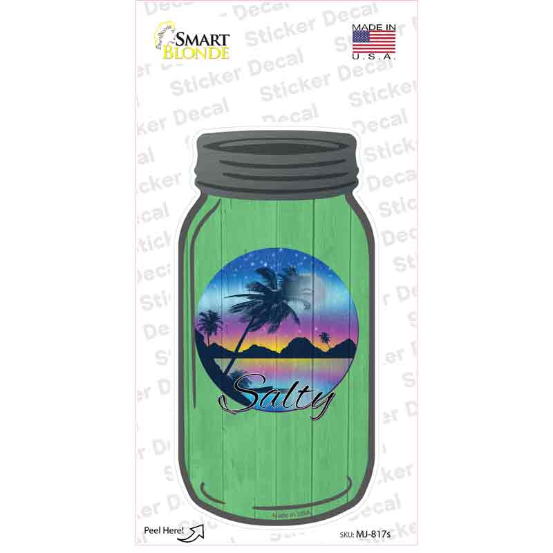 Salty Sunset Green Novelty Mason Jar Sticker Decal