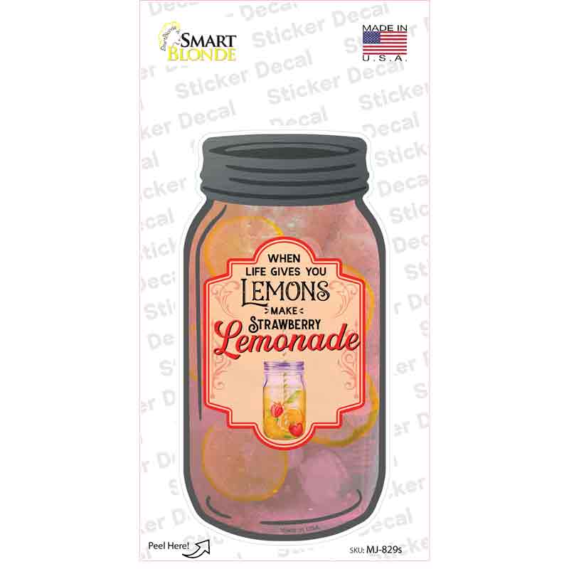 Lemons Make Strawberry Lemonade Glass Novelty Mason Jar Sticker Decal
