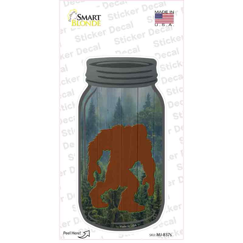 Bigfoot Shadow Hunched Novelty Mason Jar Sticker Decal