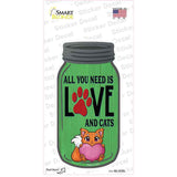 Love And Cats Green Novelty Mason Jar Sticker Decal