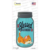 Blessed Cat Obsessed Blue Novelty Mason Jar Sticker Decal