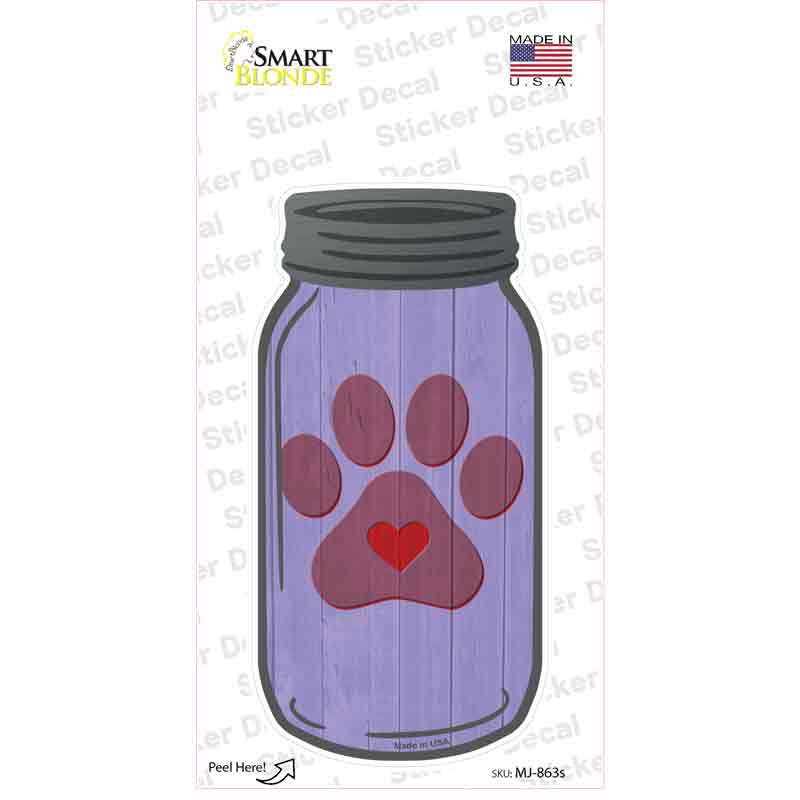 Paw Print Purple Novelty Mason Jar Sticker Decal