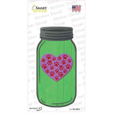Heart With Paw Print Green Novelty Mason Jar Sticker Decal