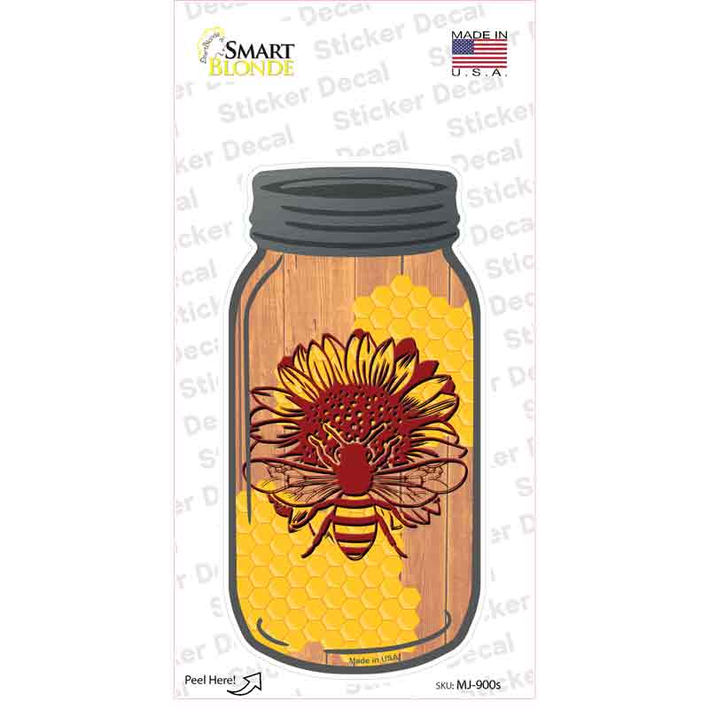 Bee In Sunflower Novelty Mason Jar Sticker Decal