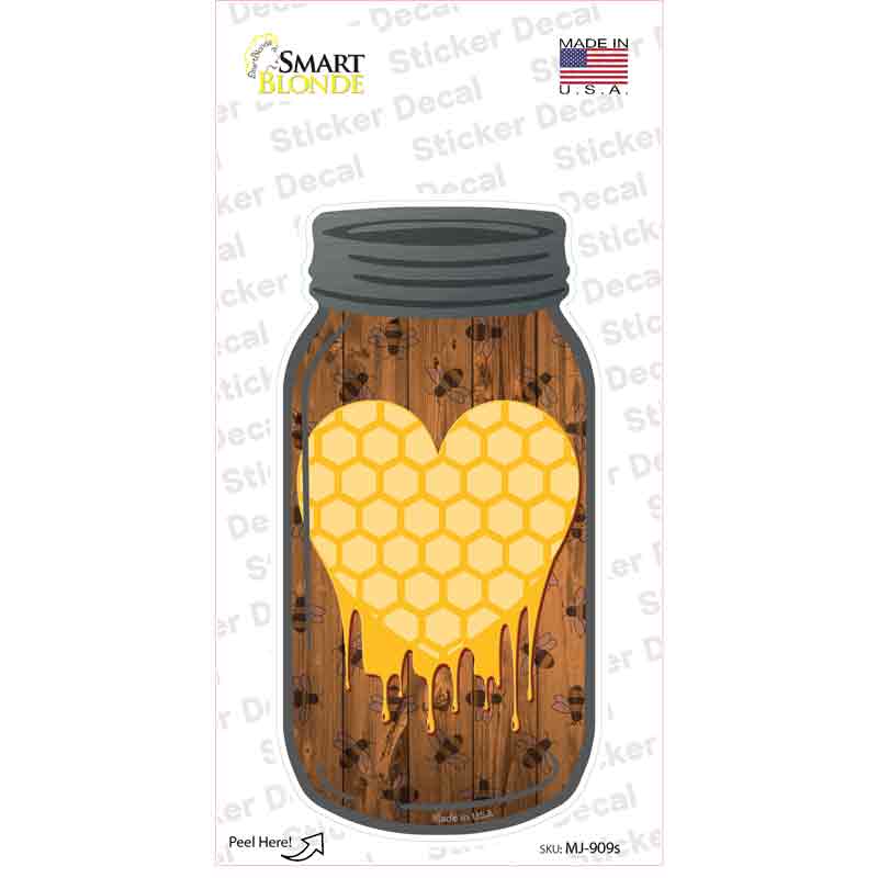 Honeycomb Heart Novelty Mason Jar Sticker Decal