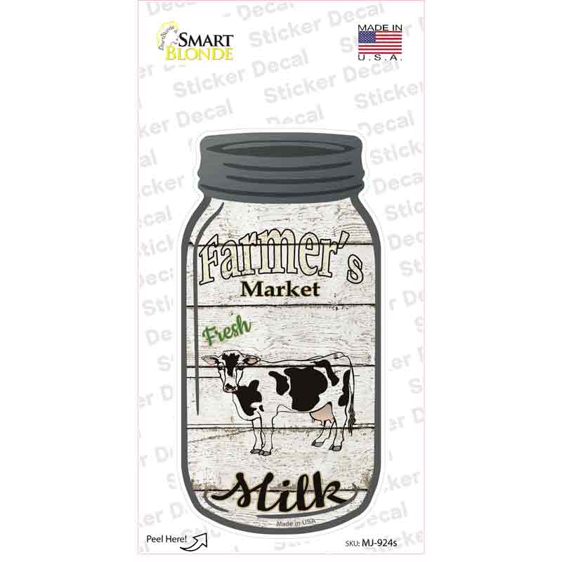 Cow Milk Farmers Market Novelty Mason Jar Sticker Decal