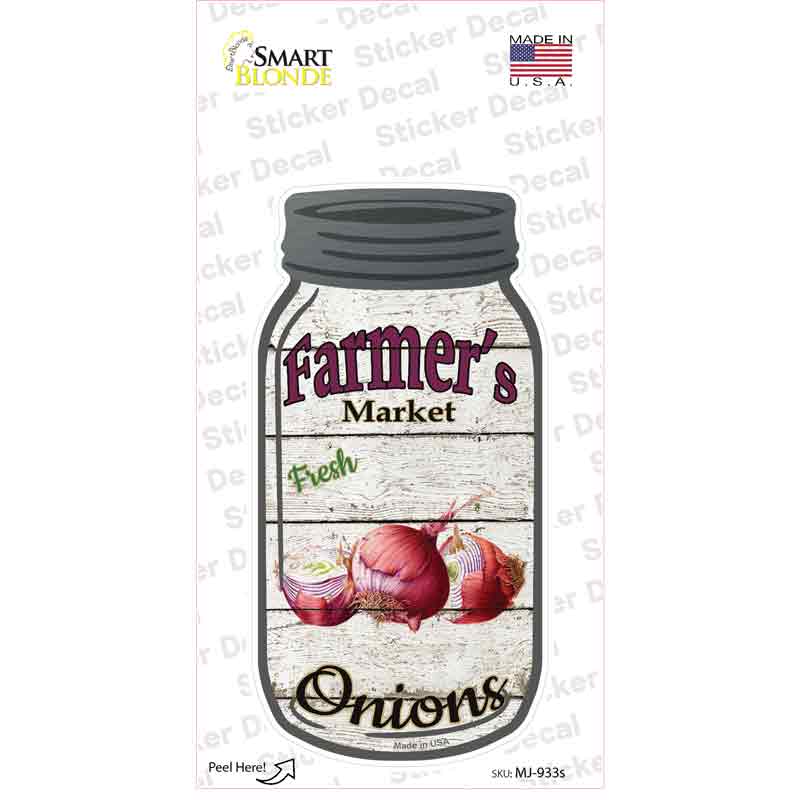 Onions Farmers Market Novelty Mason Jar Sticker Decal