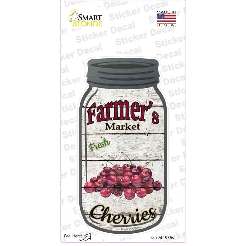 Cherries Farmers Market Novelty Mason Jar Sticker Decal