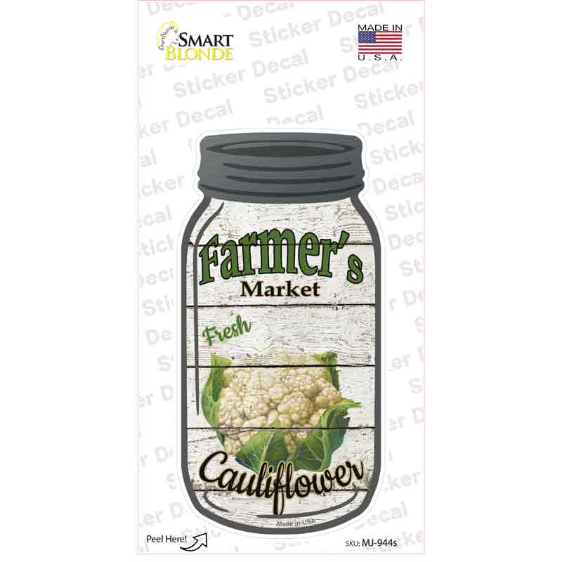 Cauliflower Farmers Market Novelty Mason Jar Sticker Decal