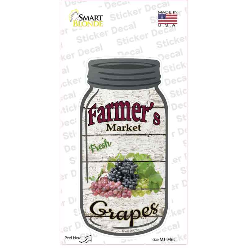 Grapes Farmers Market Novelty Mason Jar Sticker Decal