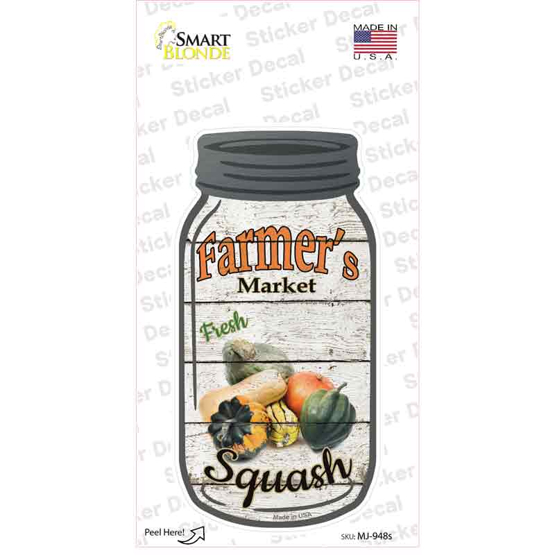 Squash Farmers Market Novelty Mason Jar Sticker Decal
