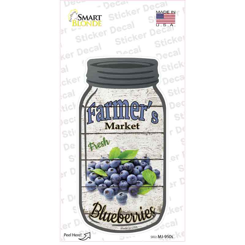 Blueberries Farmers Market Novelty Mason Jar Sticker Decal