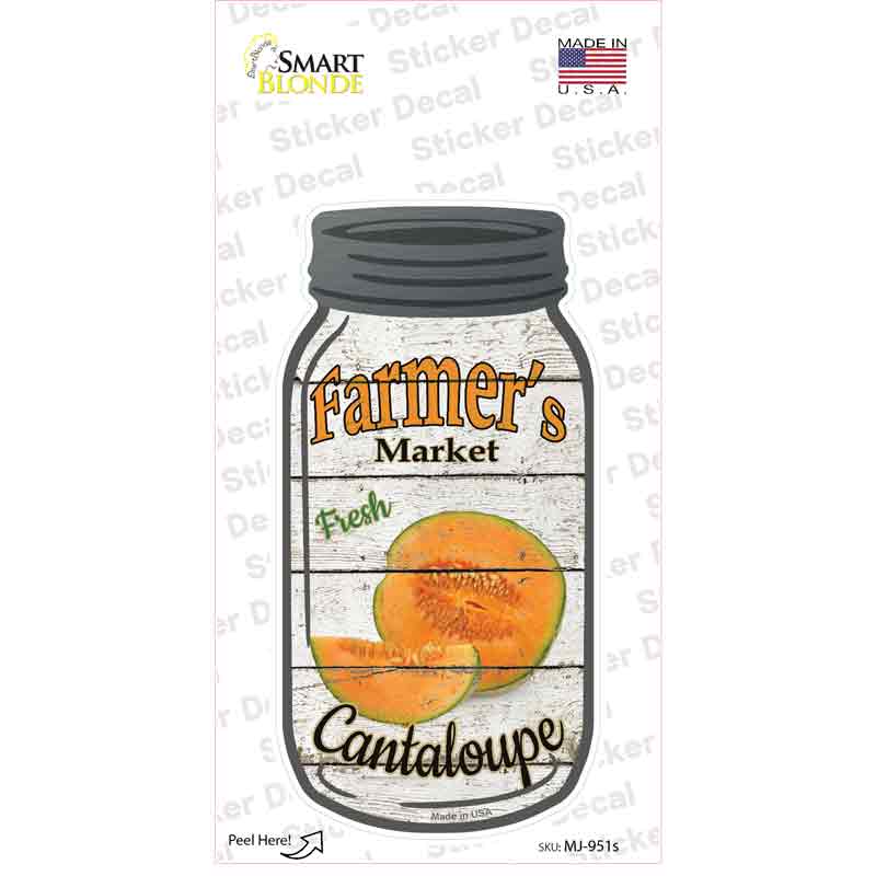 Cantaloupe Farmers Market Novelty Mason Jar Sticker Decal