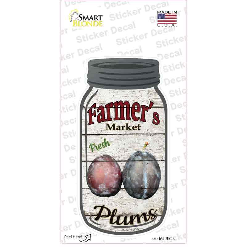 Plums Farmers Market Novelty Mason Jar Sticker Decal