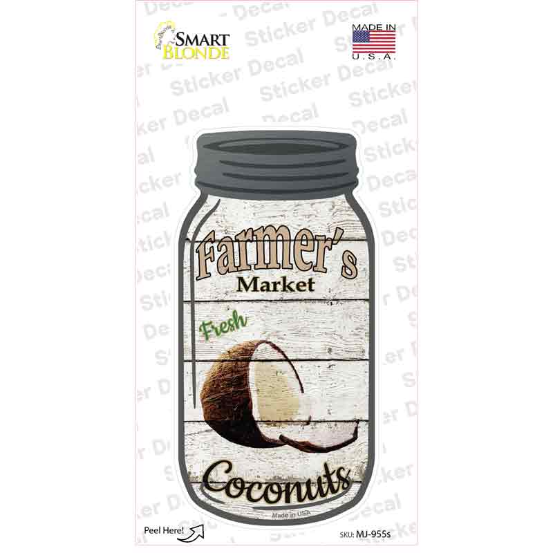 Coconuts Farmers Market Novelty Mason Jar Sticker Decal