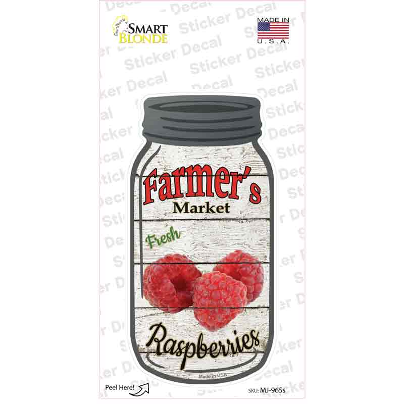 Raspberries Farmers Market Novelty Mason Jar Sticker Decal