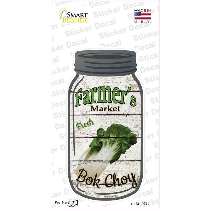 Bok Choy Farmers Market Novelty Mason Jar Sticker Decal