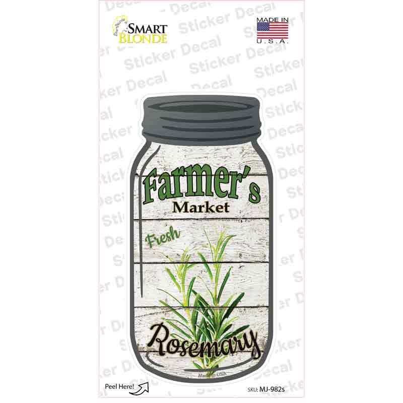 Rosemary Farmers Market Novelty Mason Jar Sticker Decal