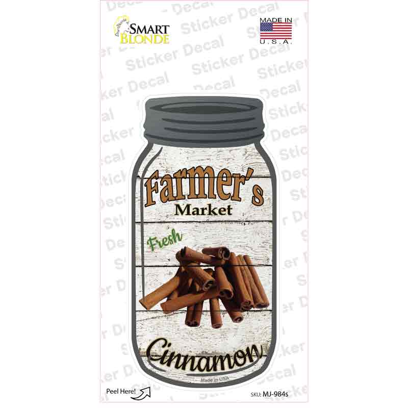 Cinnamon Farmers Market Novelty Mason Jar Sticker Decal