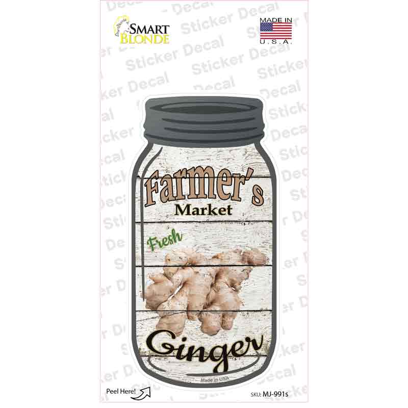 Ginger Farmers Market Novelty Mason Jar Sticker Decal