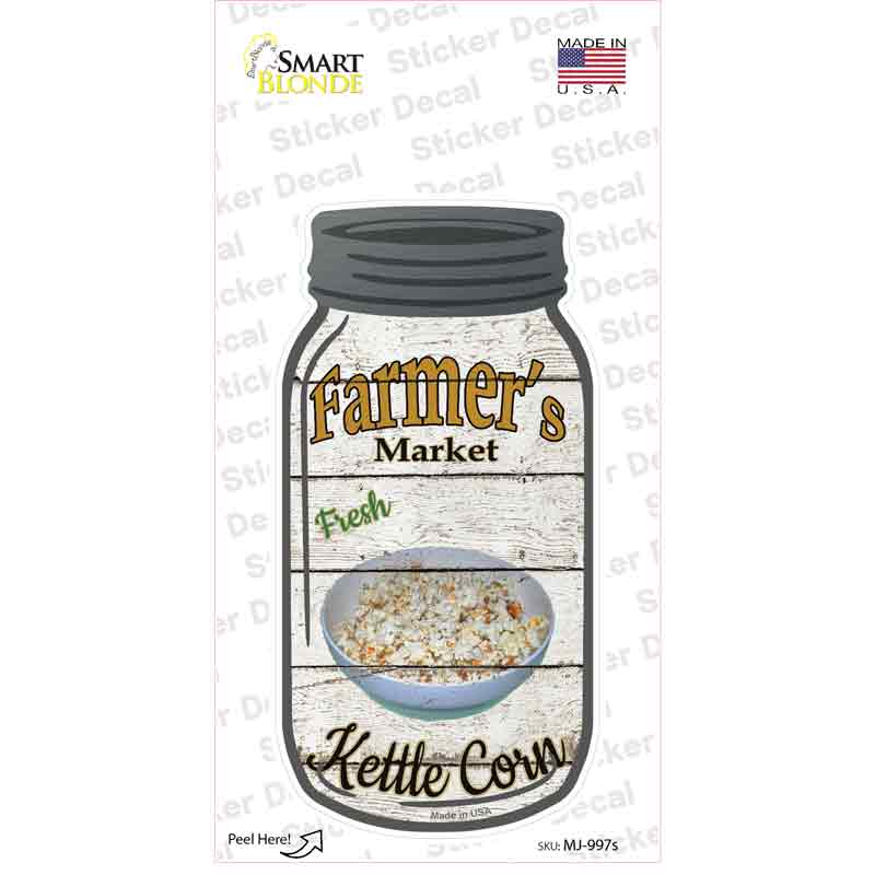 Kettle Corn Farmers Market Novelty Mason Jar Sticker Decal