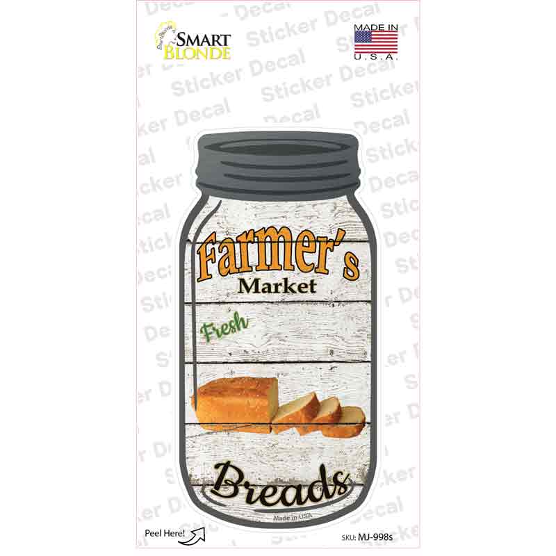 Breads Farmers Market Novelty Mason Jar Sticker Decal