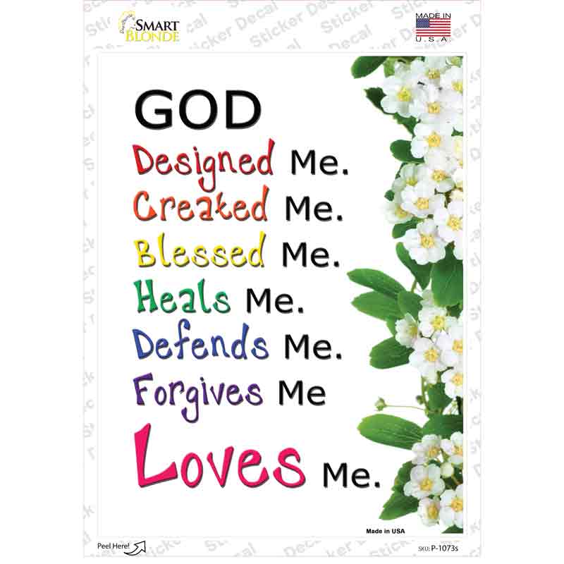 God Loves Me Novelty Rectangle Sticker Decal