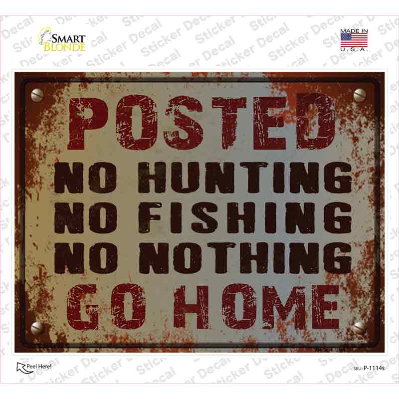 No Hunting No Fishing Novelty Rectangle Sticker Decal