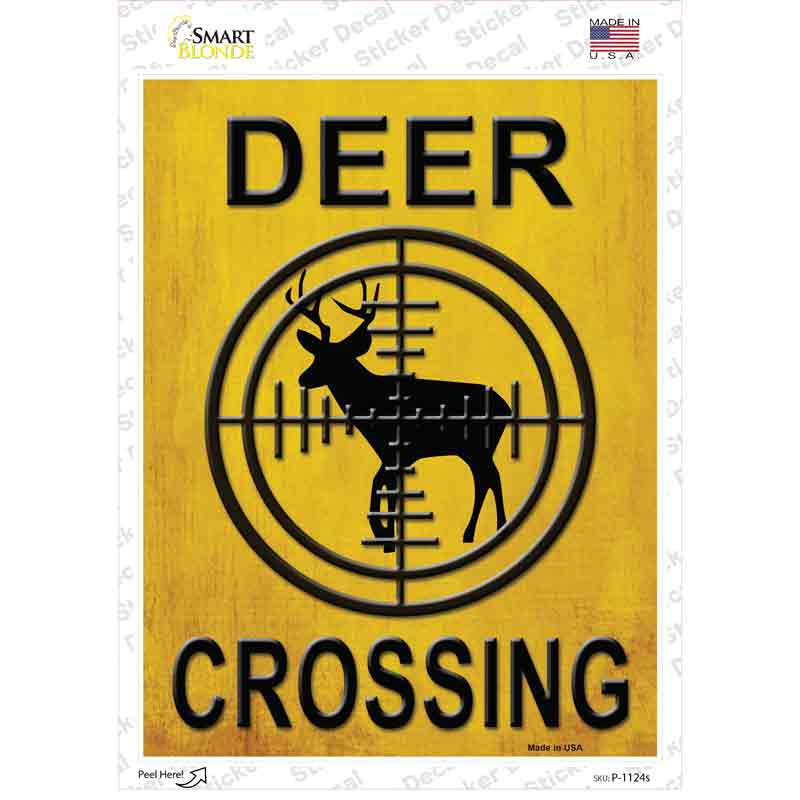 Deer Crossing Novelty Rectangle Sticker Decal