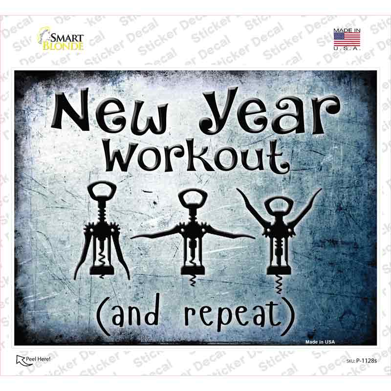 New Year Workout Novelty Rectangle Sticker Decal