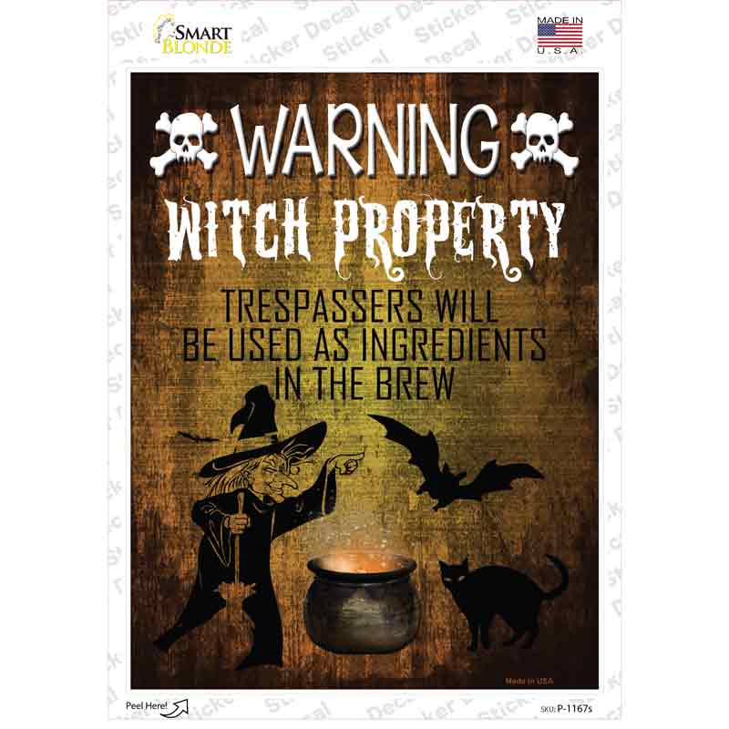 Witch Property Novelty Rectangle Sticker Decal