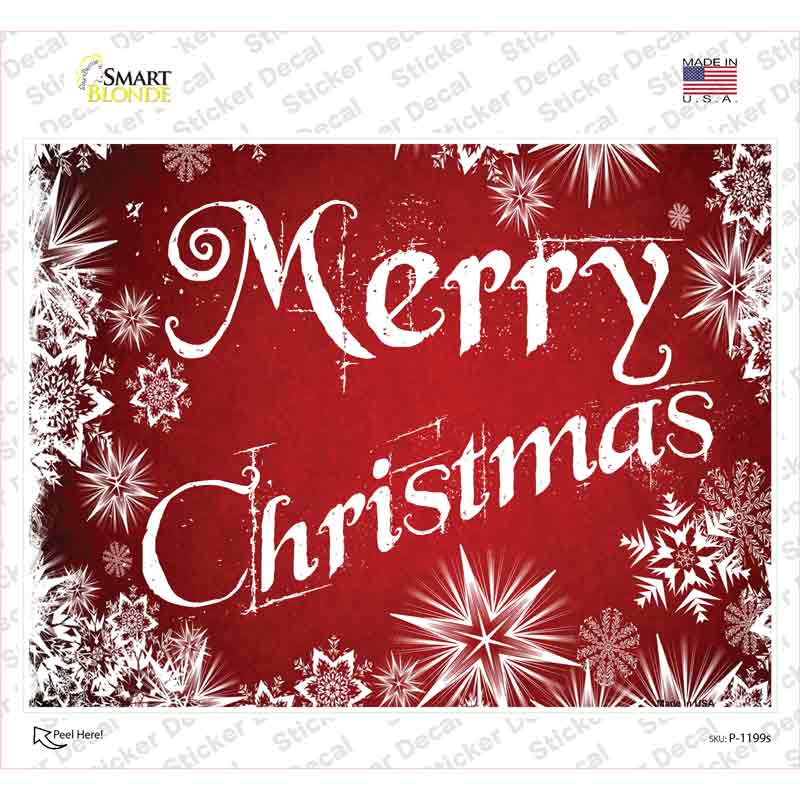 Merry Christmas Red Novelty Rectangle Sticker Decal