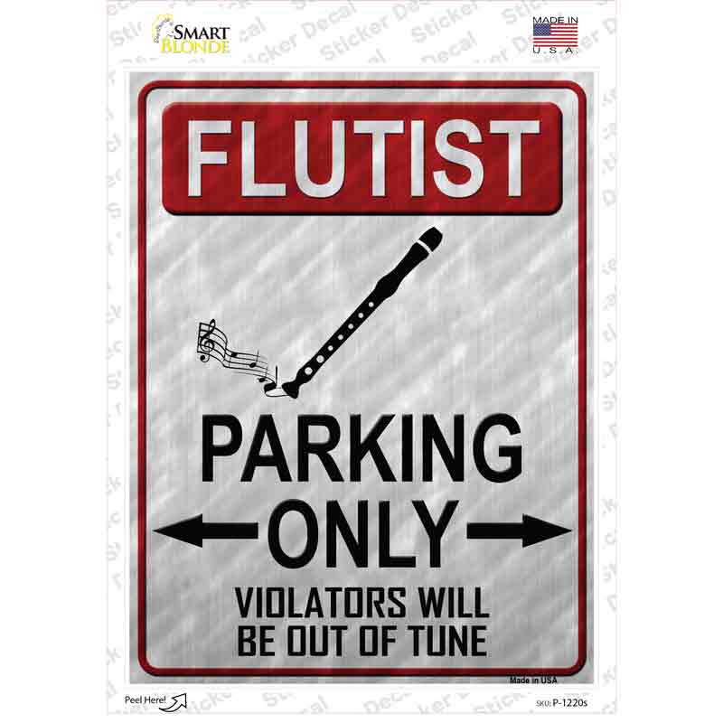 Flutist Parking Novelty Rectangle Sticker Decal
