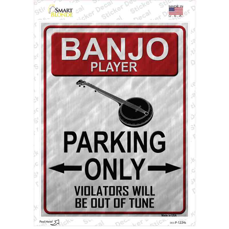 Banjo Player Parking Novelty Rectangle Sticker Decal
