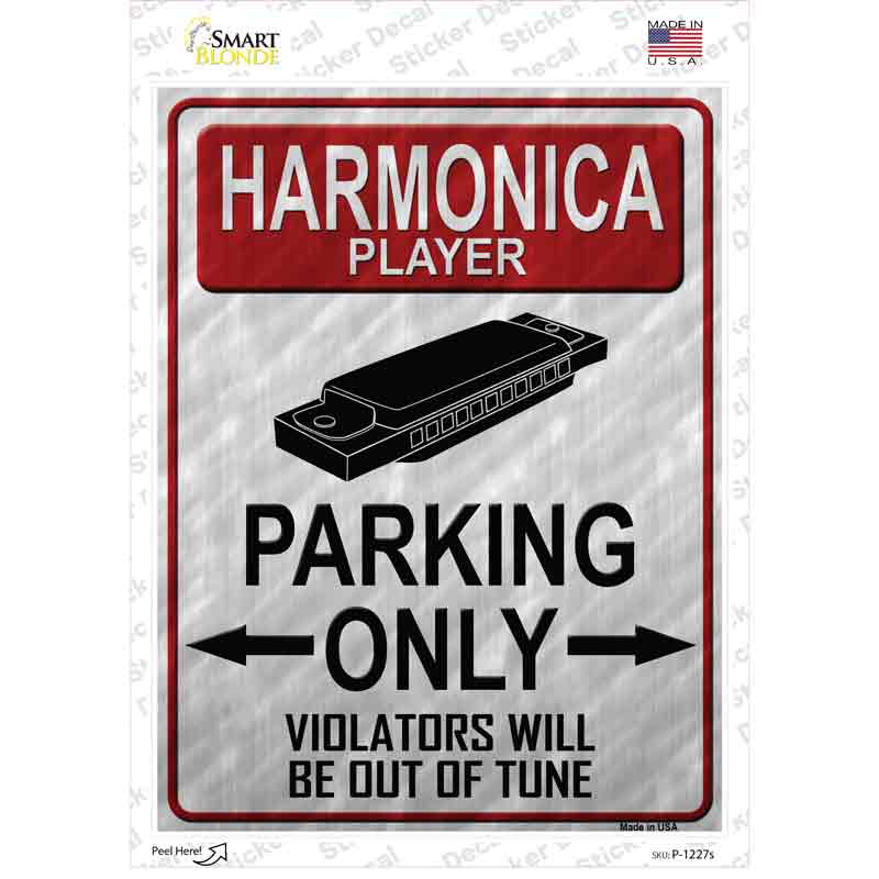 Harmonica Player Parking Novelty Rectangle Sticker Decal