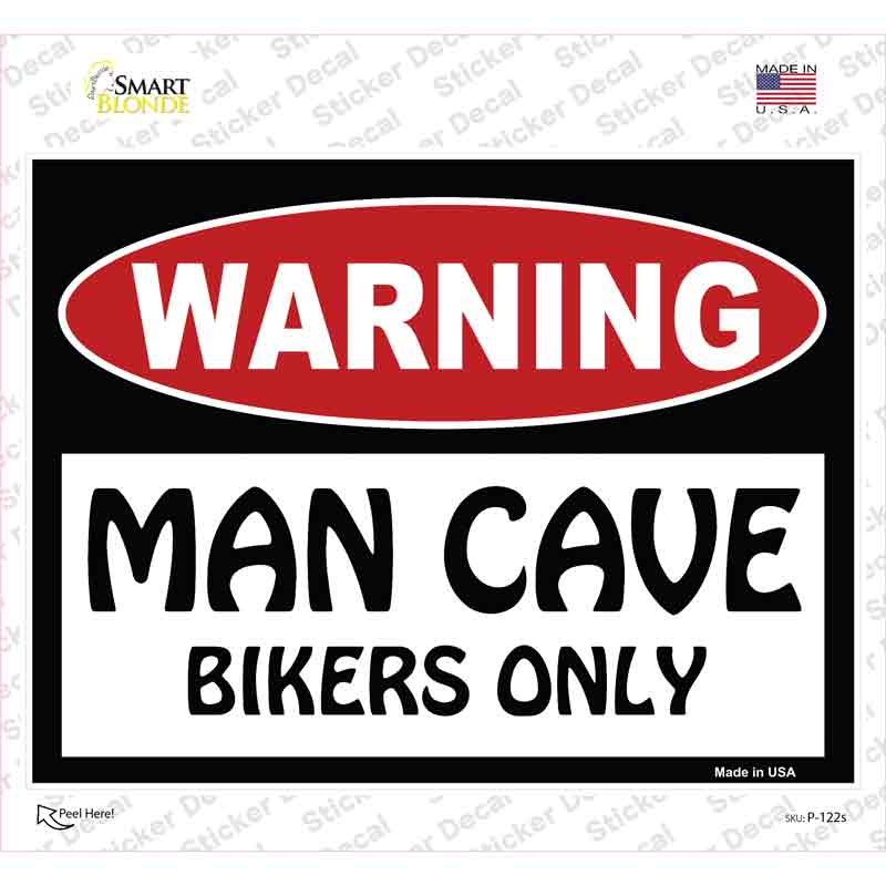 Man Cave Bikers Only Novelty Rectangle Sticker Decal