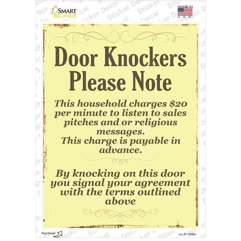 Door Knockers Novelty Rectangle Sticker Decal