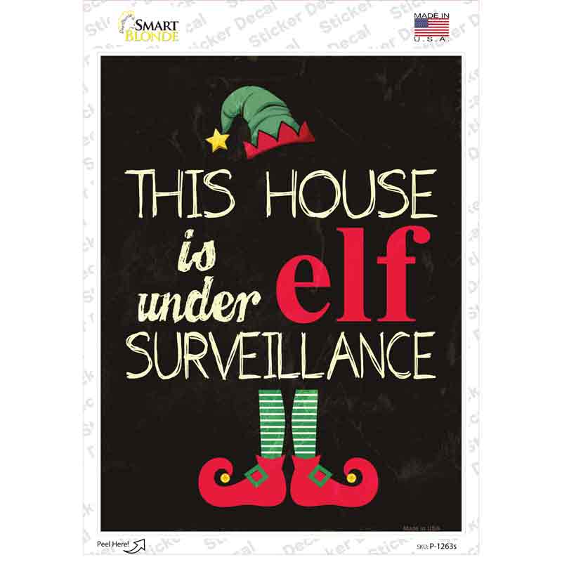Under Elf Surveillance Novelty Rectangle Sticker Decal