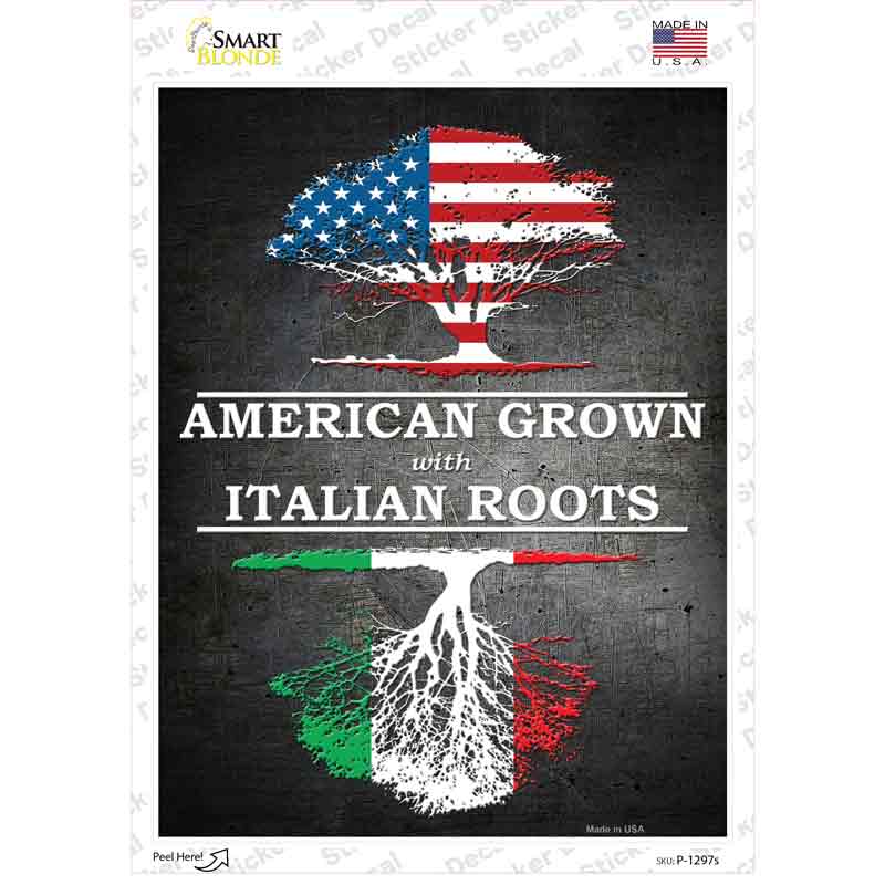 American Grown Italian Roots Novelty Rectangle Sticker Decal