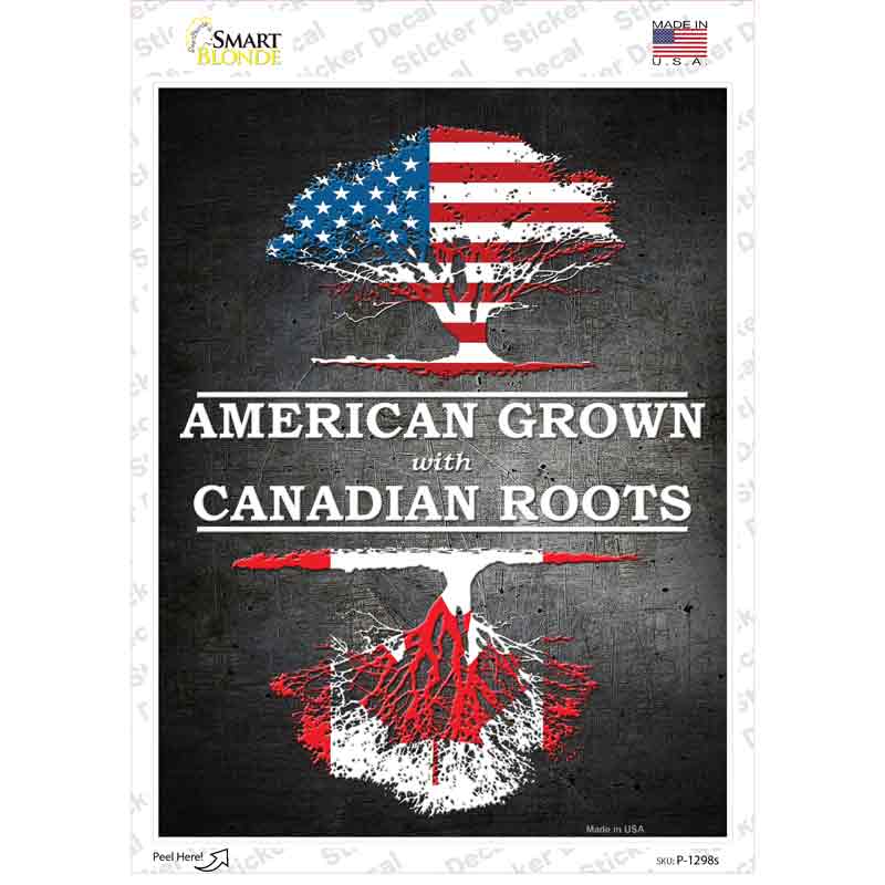American Grown Canadian Roots Novelty Rectangle Sticker Decal