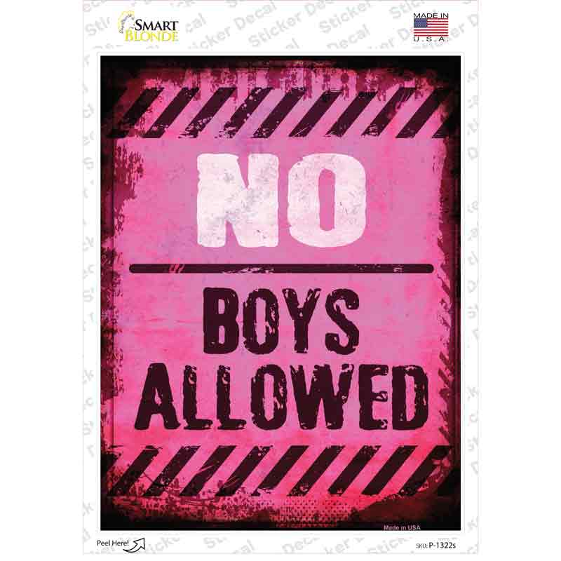 No Boys Allowed Distressed Novelty Rectangle Sticker Decal