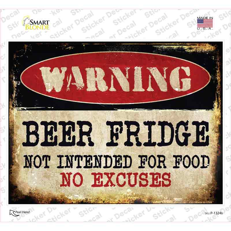 Beer Fridge Novelty Rectangle Sticker Decal