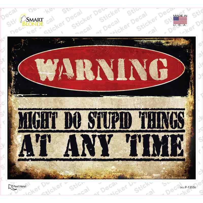 Stupid Things Any Time Novelty Rectangle Sticker Decal